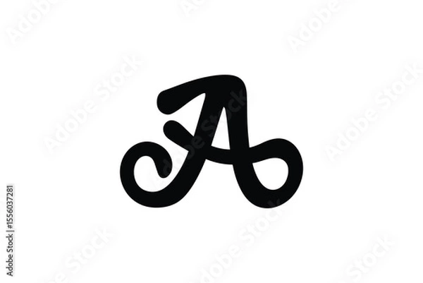 Fototapeta A stylized black letter a on a white background in a simple design style