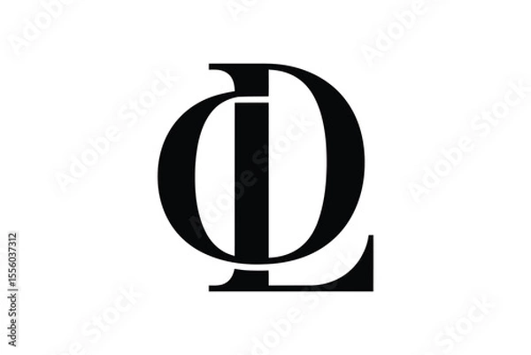 Fototapeta A black and white image of the letters i d l overlapping each other
