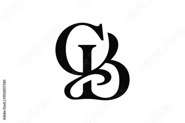 Fototapeta A monogram logo design featuring the letters c and b in black on white