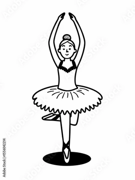 Fototapeta Elegant Ballerina in a Classic Pose Line Art Illustration