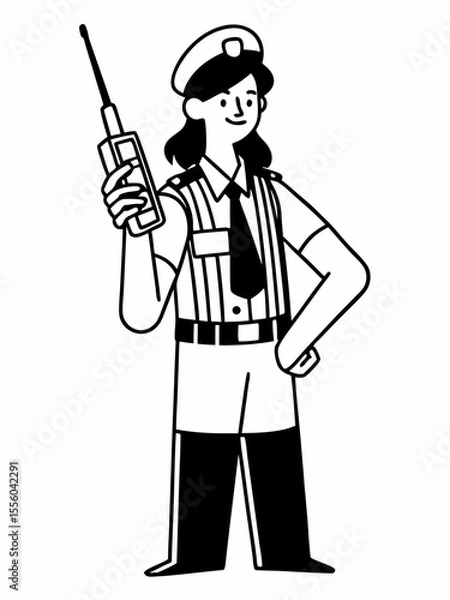 Obraz Female Security Guard Illustration Protecting and Serving