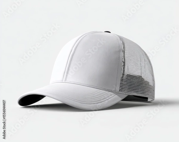Fototapeta Crisp White Trucker Hat Mockup: Perfect for Branding and Design Showcase