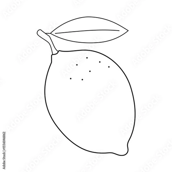 Fototapeta Outline drawing lemon isolated on a white background. Linear icon, vector illustration of fruits. Editable stroke. Line thickness can be changed. 