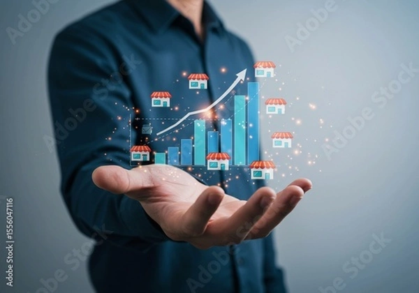 Fototapeta Businessman Presenting Marketing Strategy and Financial Progress Chart"