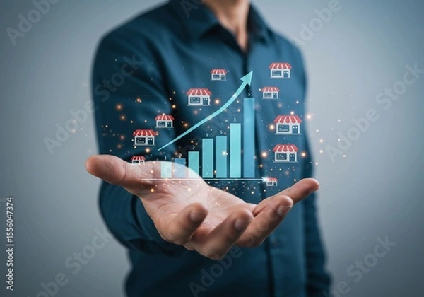 Fototapeta businessman touching virtual screen