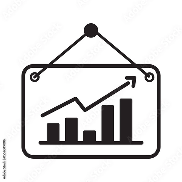 Fototapeta icon chart analisis up with outline style black color
