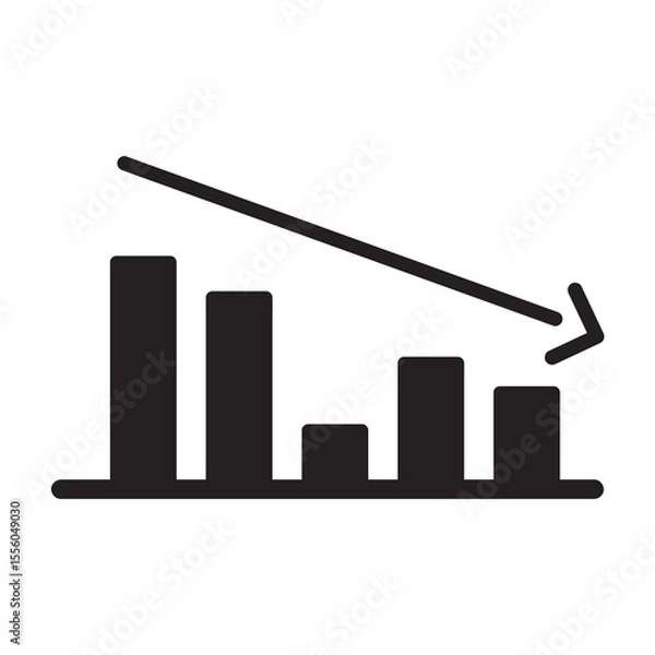 Fototapeta icon chart analisis down with outline style black color