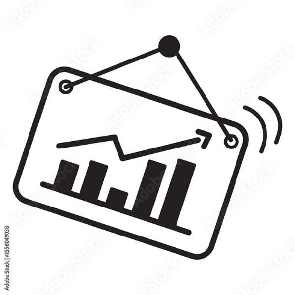 Fototapeta icon chart analisis up with outline style black color