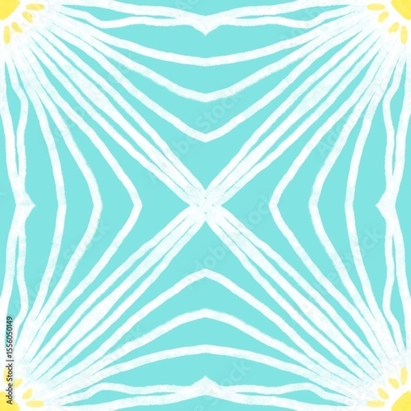 Fototapeta Abstract Teal and White Geometric Pattern Seamless Tile