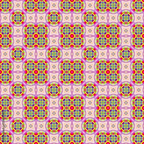 Fototapeta Vibrant Colorful Geometric Pattern Seamless Repeat Textile Design
