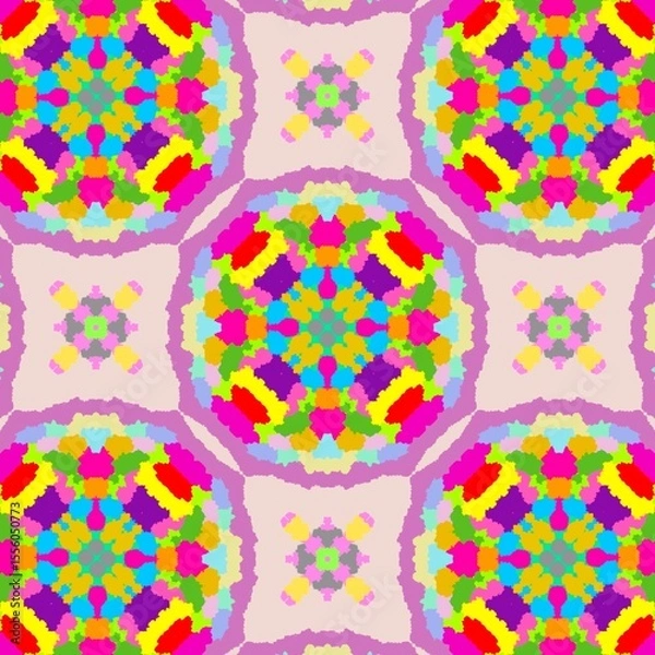 Fototapeta Vibrant Colorful Mandala Pattern Seamless Repeating Design