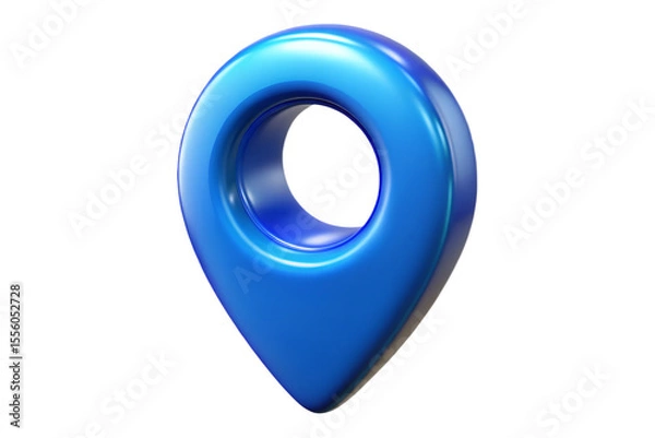 Fototapeta A glossy metallic blue 3d map pin icon with a reflective surface and a subtle gradient isolated on a black background symbolizing location and navigation