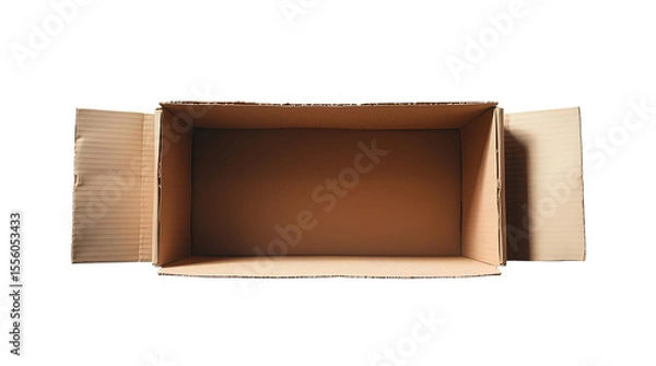 Fototapeta Photo of empty cardboard box isolated on transparent background