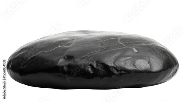 Fototapeta Photo of single black obsidian stone isolated on transparent background