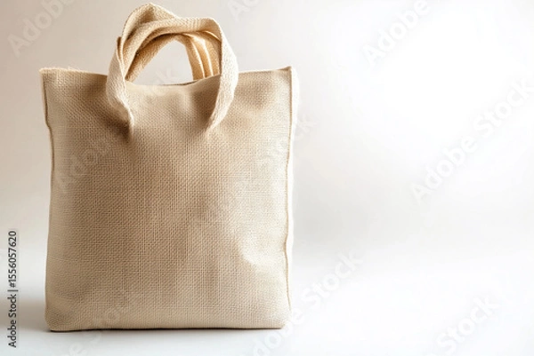 Fototapeta Brown paper shopping bag with handles isolated on white