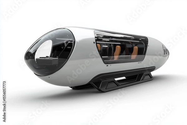 Fototapeta Isolated black and white 3D car with electric engine equipment, silver metal, and red plastic technology objects