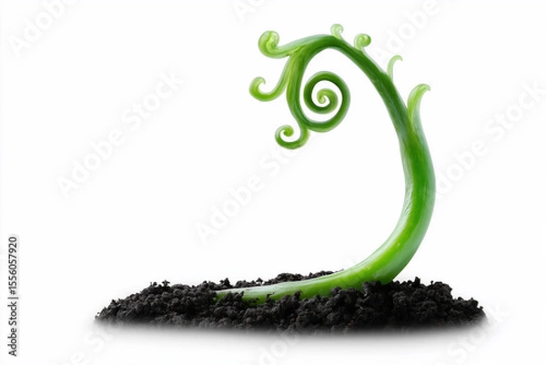 Fototapeta Green plant sprout in soil, a symbol of nature's growth and eco-friendly design