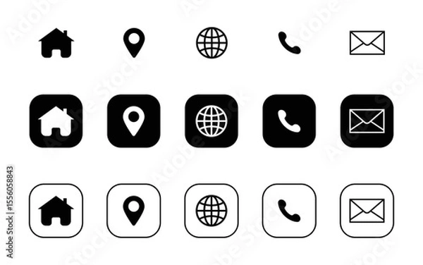 Fototapeta web icons set home location mail phone vector icon 