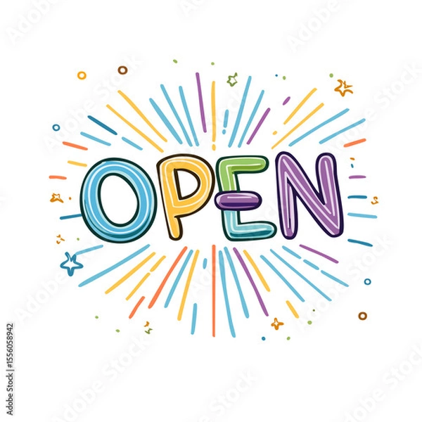 Obraz Scritta OPEN sfondo trasparente stile cartone animato