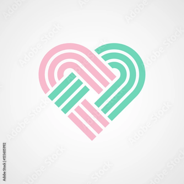 Fototapeta heart string logo icon with soft color and clean background