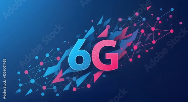 Obraz Abstract 6G Network Technology Background - Sixth Generation Wireless Communication