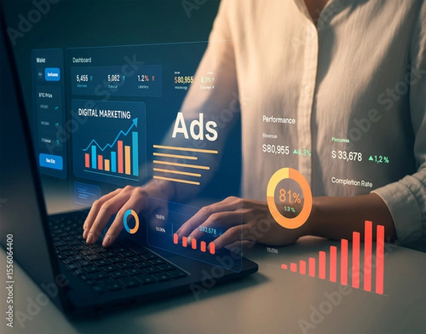 Obraz Digital Marketing Dashboard with Advertising Analytics and Performance Metrics