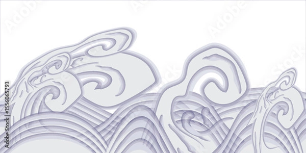 Fototapeta Japanese blue wave background vector. Wallpaper design with blue and white ocean wave pattern backdrop. Modern luxury oriental illustration for cover, banner, website, decor, border.