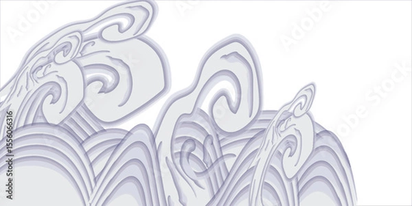 Fototapeta Japanese blue wave background vector. Wallpaper design with blue and white ocean wave pattern backdrop. Modern luxury oriental illustration for cover, banner, website, decor, border.