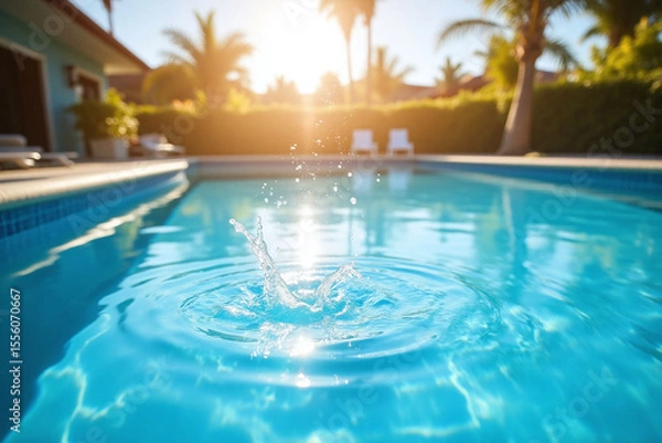 Fototapeta swimming pool with water droplets on the surface of it
