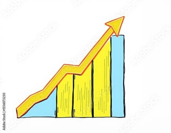 Fototapeta business graph with yellow arrow going up