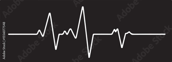 Obraz A white electrocardiogram (ECG) heartbeat line on a dark background, representing pulse, health, or medical data.