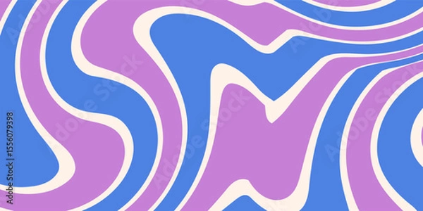 Fototapeta Abstract Trippy Hand Drawn Groovy Pattern Vector Design. Fun Vintage Y2k Wavy Texure. Curvy Psychedelic Background.