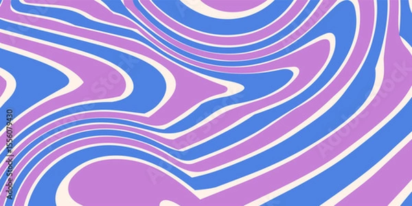 Fototapeta Abstract Trippy Hand Drawn Groovy Pattern Vector Design. Fun Vintage Y2k Wavy Texure. Curvy Psychedelic Background.