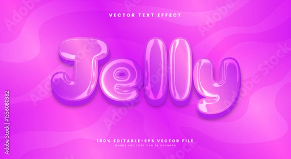 Fototapeta Jelly Chrome Style 3d editable text effect template Suitable for soft theme