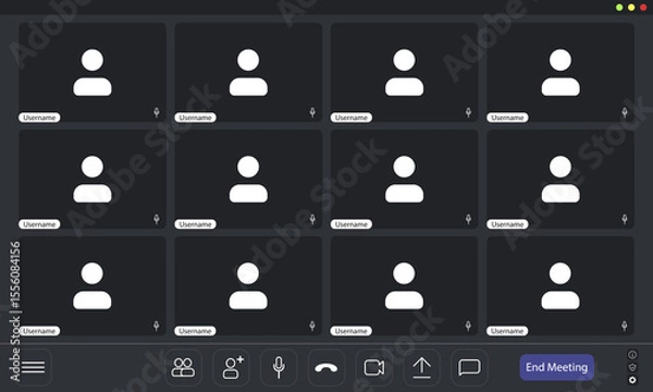 Obraz Video conference user interface, video conference calls window overlay.