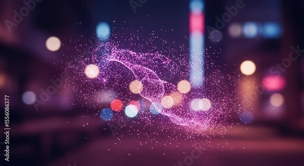 Obraz Abstract technology design night city network