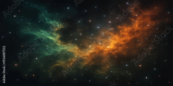 Obraz Abstract cosmic galaxy background with bright stars and blue nebula clouds