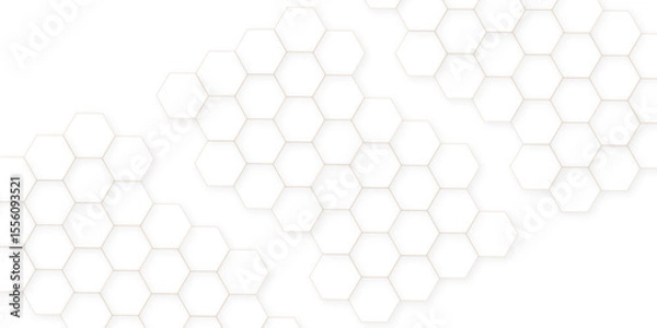 Fototapeta Abstract white hexagon concept background. Seamless pattern with hexagon. Hexagonal white hexagons honeycomb wallpaper. Abstract white lines background.	