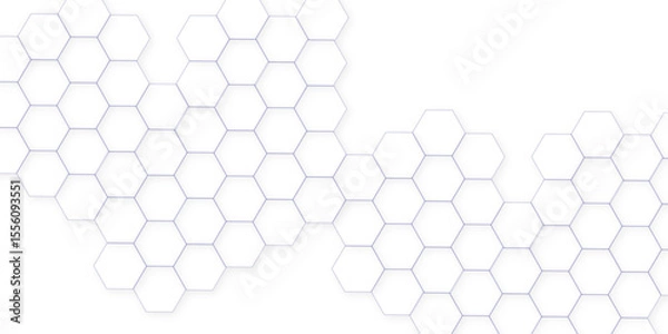 Fototapeta Abstract white hexagon concept background. Seamless pattern with hexagon. Hexagonal white hexagons honeycomb wallpaper. Abstract white lines background.	