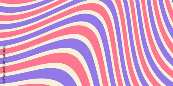 Fototapeta Abstract Trippy Hand Drawn Groovy Pattern Vector Design. Fun Vintage Y2k Wavy Texure.