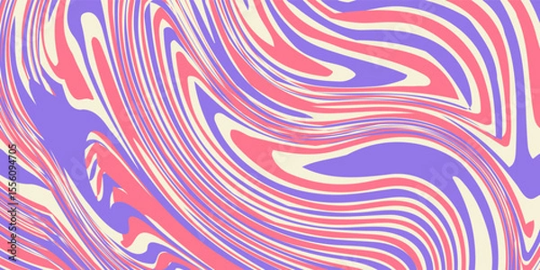 Fototapeta Abstract Trippy Hand Drawn Groovy Pattern Vector Design. Fun Vintage Y2k Wavy Texure.