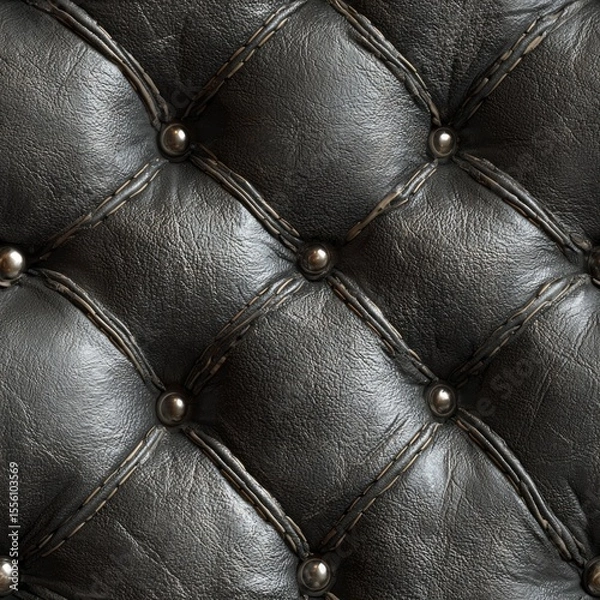 Obraz seamless stexture showcases retro chesterfield style gray leather with diamond pattern. buttons are prominently displayed, highlighting its meticulous craftsmanship and vintage appeal generative ai