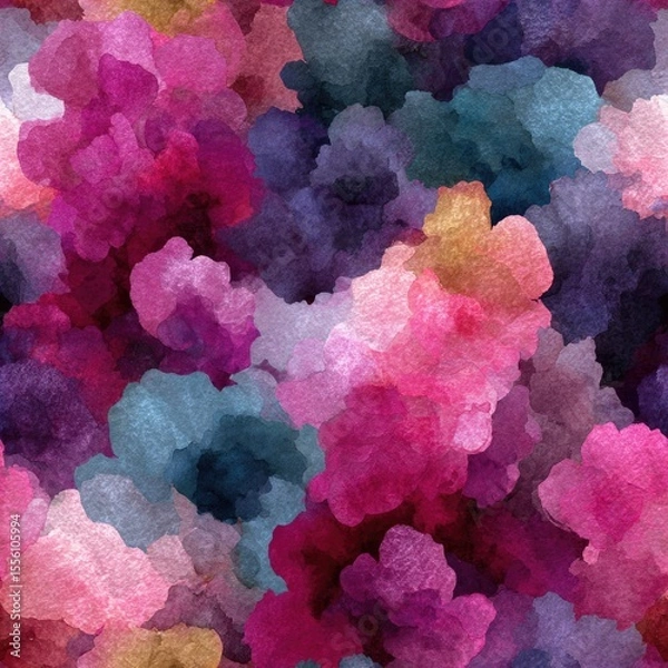 Obraz seamless colorful absorption of hues blend together in abstract watercolor texture, created for backgrounds suitable various artistic applications. ideal design projects generative ai