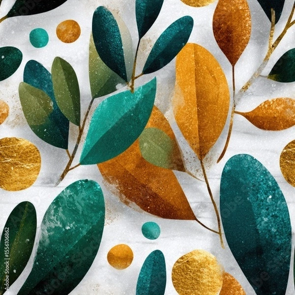 Obraz seamless background texture colorful wedding showcases design with leaves and golden accents, ideal for use at celebration. perfect invitations or dйcor generative ai