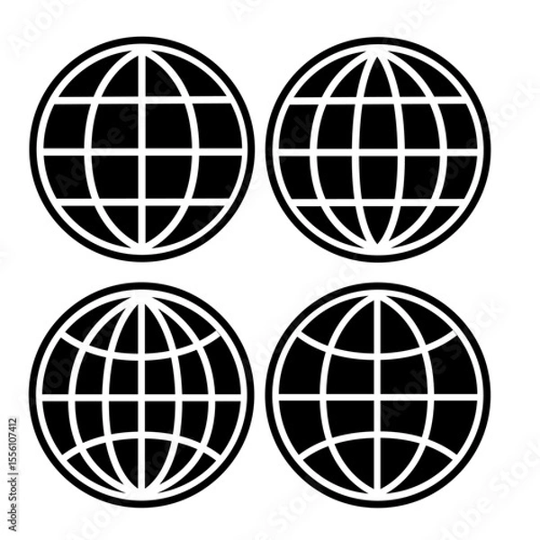 Fototapeta Globe icon set vector isolated World line icon set containing Globe, Planet Earth, vector