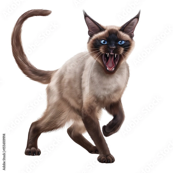 Fototapeta Realistic Siamese Cat with Fierce Expression – PNG