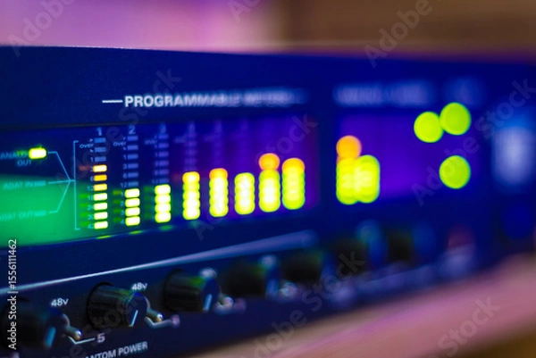 Obraz LED VU meter, audio meterbridge. music production, recording concept