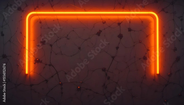 Obraz Neon Orange Light with Abstract Network Background Design Elements