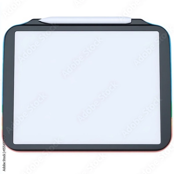 Fototapeta Sleek Black Digital Drawing Tablet with Stylus for Creative Design
