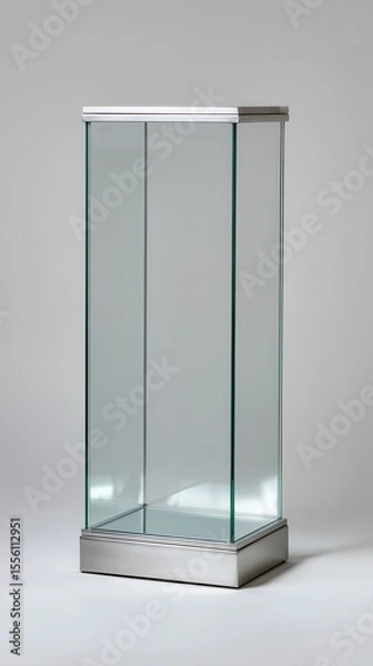 Fototapeta Sleek Glass Trophy Case Displaying Elegant Brushed Metal Frame in Modern Setting